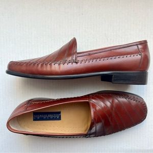 GIORGIO BRUTINI Le Glove Cognac Brown Loafers w/ Diagonal Stitching Size 11D